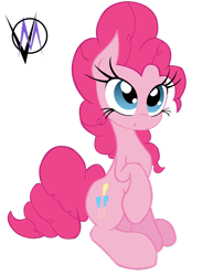 Size: 1024x1323 | Tagged: dead source, safe, artist:overmare, artist:skyline14, pinkie pie, earth pony, pony, :o, big eyelashes, big eyes, cute, raised hoof, simple background, sitting, solo, transparent background, vector