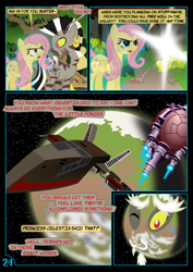 Size: 1240x1754 | Tagged: safe, artist:christhes, discord, fluttershy, oc, pegasus, pony, crossover, star wars, titan a.e.