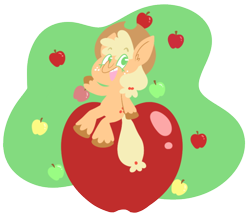 Size: 540x464 | Tagged: safe, artist:typhwosion, applejack, earth pony, pony, apple, food, simple background, sitting, solo, transparent background