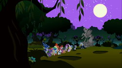 Size: 1366x768 | Tagged: safe, derpibooru import, screencap, spike, twilight sparkle, zecora, dragon, zebra, luna eclipsed