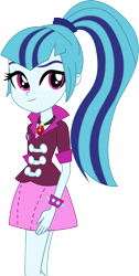 Size: 4121x8161 | Tagged: safe, artist:marcorois, sonata dusk, human, equestria girls, rainbow rocks, absurd resolution, clothes, cute, female, gem, legs, ponytail, simple background, siren gem, skirt, smiling, solo, sonatabetes, spiked wristband, transparent background, vector, wristband