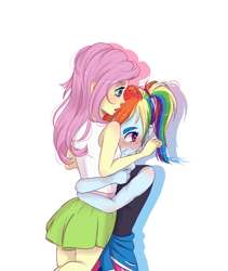 Size: 1600x1900 | Tagged: safe, artist:silbersternenlicht, derpibooru import, fluttershy, rainbow dash, equestria girls, female, flutterdash, lesbian, shipping