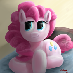 Size: 2000x2000 | Tagged: safe, artist:anttosik, pinkie pie, earth pony, pony, female, mare, pink coat, pink mane, simple background, solo