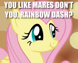 Size: 570x462 | Tagged: safe, edit, edited screencap, screencap, fluttershy, pegasus, pony, viva las pegasus, accusation, cropped, image macro, just one bite, meme, scrunchy face, smug, solo, spongebob squarepants