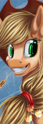 Size: 2480x7087 | Tagged: safe, artist:dsc-the-artist, applejack, earth pony, pony, absurd resolution, grin, solo, straw