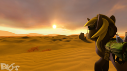 Size: 1024x576 | Tagged: safe, artist:frenchiestfaguette, derpibooru import, oc, 3d, desert, solo, source filmmaker, wallpaper