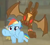 Size: 970x864 | Tagged: safe, derpibooru import, edit, edited screencap, screencap, daring do, rainbow dash, gargoyle, pegasus, pony, daring doubt, blurry background, cropped, flying, gargoyle guard, guardian, guardiangoyle