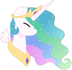 Size: 1940x1892 | Tagged: safe, artist:rainbowstarmlp1, princess celestia, alicorn, pony, bust, eyes closed, female, mare, portrait, regalia, simple background, smiling, solo, transparent background