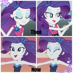 Size: 1024x1024 | Tagged: safe, edit, edited screencap, screencap, rarity, better together, equestria girls, life is a runway, the other side, bare shoulders, beautiful, beautisexy, clothes, dress, eyeshadow, fabulous, makeup, nail polish, smiling, strapless