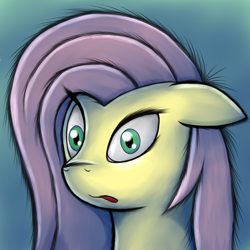Size: 1724x1724 | Tagged: safe, artist:susihiisi, fluttershy, pegasus, pony, bust, floppy ears, fluffy, open mouth, portrait, solo, surprised