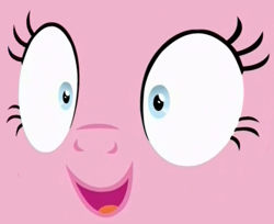 Size: 469x382 | Tagged: safe, screencap, pinkie pie, earth pony, pony, every little thing she does, close-up, extreme close up, faic, solo