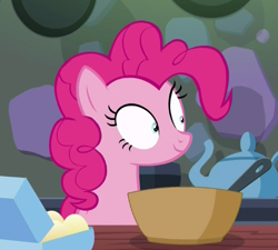 Size: 438x394 | Tagged: safe, screencap, pinkie pie, pony, every little thing she does, fiducia compellia, hypnosis, hypnotized, solo