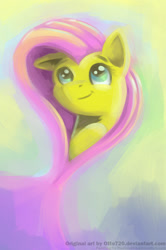 Size: 1064x1600 | Tagged: safe, artist:redink853, fluttershy, pegasus, pony, bust, looking up, portrait, solo