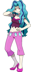 Size: 818x1920 | Tagged: safe, artist:pokemoncoloursplash, edit, sonata dusk, human, equestria girls, rainbow rocks, bra, clothes, crop top bra, high heels, karen (pokemon), pokémon, pokémon trainer, recolor, shoes, simple background, solo, transparent background, underwear