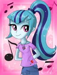 Size: 768x1024 | Tagged: safe, artist:sunshineshiny, sonata dusk, equestria girls, cute, music notes, solo, sonatabetes, stars