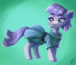 Size: 1280x1103 | Tagged: safe, artist:saxopi, maud pie, earth pony, pony, female, gradient background, looking back, mare, solo