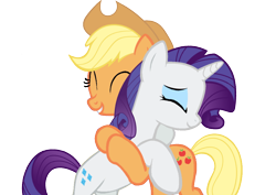 Size: 1024x726 | Tagged: safe, artist:nejcrozi, applejack, rarity, earth pony, pony, unicorn, eyes closed, female, hug, lesbian, rarijack, shipping