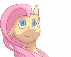 Size: 5000x4000 | Tagged: safe, artist:enteetee, fluttershy, pegasus, pony, bust, looking away, looking up, portrait, simple background, solo, stray strand, white background, windswept mane