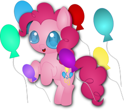 Size: 1024x907 | Tagged: safe, artist:spophia, pinkie pie, earth pony, pony, balloon, rearing, solo