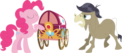 Size: 3541x1563 | Tagged: safe, artist:porygon2z, cranky doodle donkey, pinkie pie, donkey, earth pony, pony, a friend in deed, simple background, transparent background, vector, welcome wagon