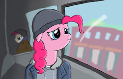 Size: 2331x1506 | Tagged: safe, artist:derpyjoel, pinkie pie, earth pony, pony, 8 mile, crossover, eminem, solo