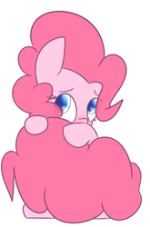 Size: 1268x1920 | Tagged: safe, artist:mr-degration, pinkie pie, earth pony, pony, cute, diapinkes, eye clipping through hair, hiding behind tail, shy, simple background, solo, white background