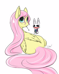 Size: 2000x2500 | Tagged: safe, artist:chapaevv, angel bunny, fluttershy, pegasus, pony, clothes, costume, nightmare night