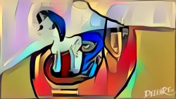 Size: 666x374 | Tagged: safe, rarity, pony, unicorn, art, lamp, mane, smiling, smirk, solo, style, style transfer