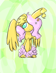 Size: 1024x1325 | Tagged: safe, artist:celestialprism18, fluttershy, buneary, crossover, fusion, pokémon, sitting, solo