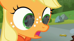 Size: 1076x600 | Tagged: safe, edit, edited screencap, screencap, applejack, coloratura, earth pony, pony, the mane attraction, discovery family logo, eyes on the prize, female, lesbian, plot, rarajack, shipping