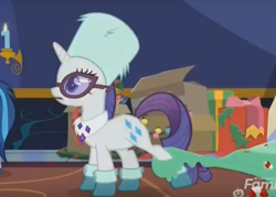 Size: 822x590 | Tagged: safe, screencap, rarity, pony, unicorn, best gift ever, cropped, female, food, glasses, hat, i've seen enough hentai to know where this is going, leg grab, mare, pudding, puddinghead's pudding, solo focus