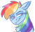 Size: 786x724 | Tagged: safe, artist:b(r)at, derpibooru import, rainbow dash, pegasus, pony, bust, colored pupils, ear fluff, lidded eyes, portrait, simple background, smiling, smirk, solo, transparent background