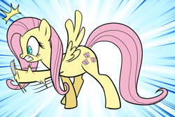 Size: 1280x858 | Tagged: safe, artist:pencils, fluttershy, pegasus, pony, behaving like a cat, female, gritted teeth, hoofy-kicks, mare, solo, tape