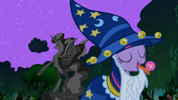 Size: 1366x768 | Tagged: safe, derpibooru import, screencap, twilight sparkle, luna eclipsed, cloud, tongue out