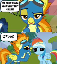 Size: 1279x1436 | Tagged: safe, derpibooru import, rainbow dash, spitfire, pegasus, pony, creepypasta, dreamy rainbow, exploitable meme, meme, spitfire's nickname, zalgo