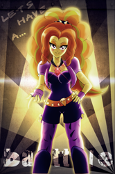 Size: 1989x2988 | Tagged: safe, artist:ruhisu, adagio dazzle, equestria girls, rainbow rocks, female, gem, pointing, poster, siren gem, smiling, solo