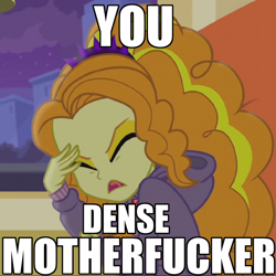 Size: 750x749 | Tagged: safe, adagio dazzle, equestria girls, rainbow rocks, female, gem, gunshow, image macro, meme, reaction image, siren gem, the anime club, vulgar, you dense motherfucker