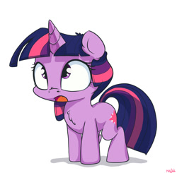 Size: 900x883 | Tagged: dead source, safe, artist:mistydash, derpibooru import, twilight sparkle, adorkable, chest fluff, chibi, cute, dork, filly, simple background, solo