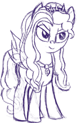 Size: 1093x1745 | Tagged: safe, artist:givralix, adagio dazzle, pony, equestria girls, rainbow rocks, female, gem, mare, monochrome, simple background, siren gem, sketch, solo, transparent background