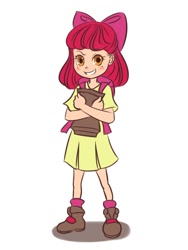 Size: 600x800 | Tagged: safe, artist:ninjaham, apple bloom, clothes, female, hair bow, humanized, red hair, solo