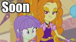 Size: 851x475 | Tagged: safe, adagio dazzle, starlight, equestria girls, rainbow rocks, adagio dazzle gets around, background human, female, gem, image macro, meme, siren gem, soon