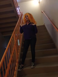 Size: 720x960 | Tagged: safe, artist:lochlan o'neil, adagio dazzle, human, equestria girls, rainbow rocks, cosplay, female, gem, irl, irl human, photo, siren gem, solo, stairs