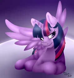 Size: 876x921 | Tagged: safe, artist:lexieskye, derpibooru import, twilight sparkle, twilight sparkle (alicorn), alicorn, pony, female, looking at you, mare, smiling, solo