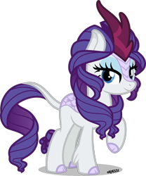 Size: 5000x5997 | Tagged: safe, artist:orin331, part of a set, rarity, kirin, sounds of silence, absurd resolution, cloven hooves, elegant, female, kirin rarity, kirin-ified, leonine tail, looking at you, one hoof raised, quadrupedal, raised hoof, simple background, solo, species swap, transparent background