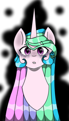 Size: 1024x1788 | Tagged: safe, artist:eggymy, princess celestia, alicorn, pony, bust, crying, pinklestia, portrait, solo