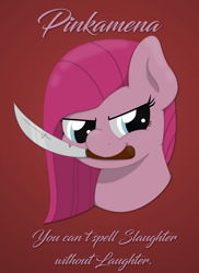 Size: 1280x1756 | Tagged: safe, artist:ljdamz1119, pinkie pie, earth pony, pony, knife, pinkamena diane pie, solo