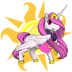 Size: 1024x1024 | Tagged: safe, artist:kateybugwuv, princess celestia, alicorn, pony, female, horn, mare, pink-mane celestia, solo