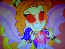 Size: 640x480 | Tagged: safe, screencap, adagio dazzle, equestria girls, rainbow rocks, fins, glow, glowing eyes, red eyes, transformation