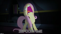 Size: 888x499 | Tagged: safe, edit, edited screencap, screencap, fluttershy, pegasus, pony, scare master, 2spooky, faic, flutterscream, image macro, meme, solo