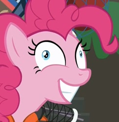 Size: 743x762 | Tagged: safe, screencap, pinkie pie, pony, ppov, derp, exploitable meme, i didn't listen, image macro, meme, pinkie derp, solo